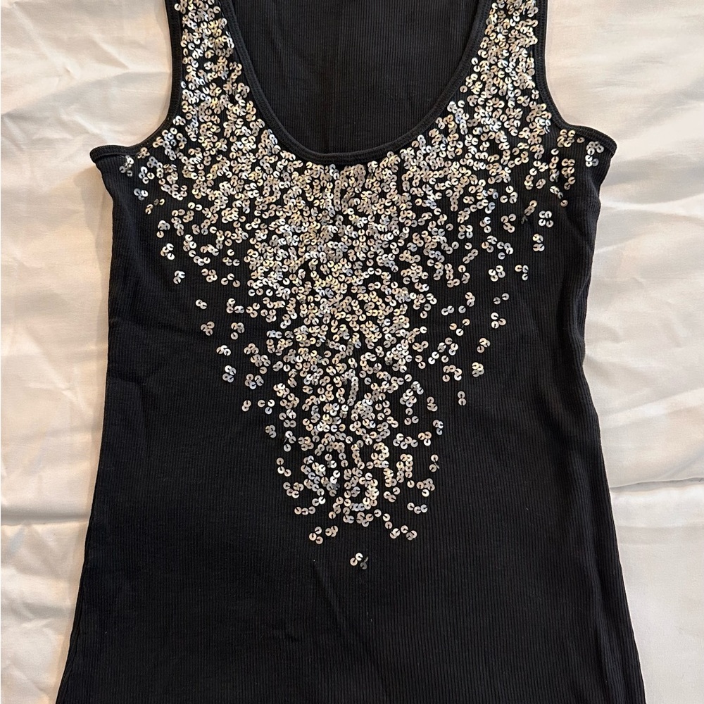Express Black Sequin Embellished Women's Top Size M